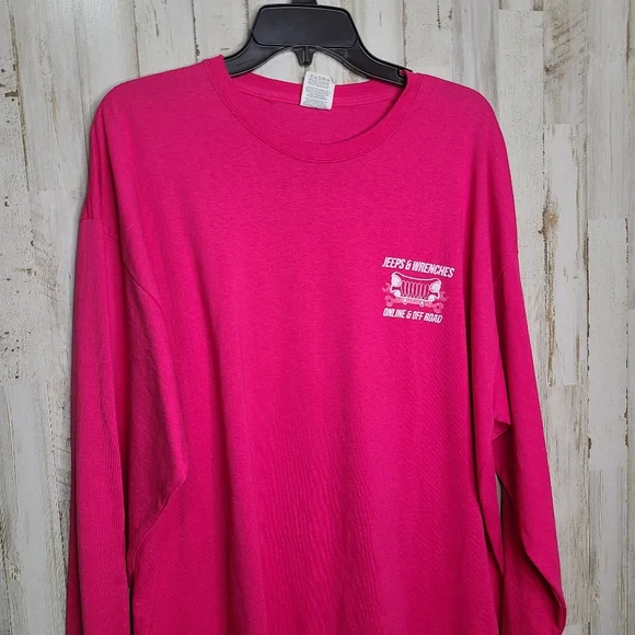 Jerzees Heavyweight Long Sleeve Pink Tshirt Graphic Jeeps & Wrenches - Picture 6 of 8